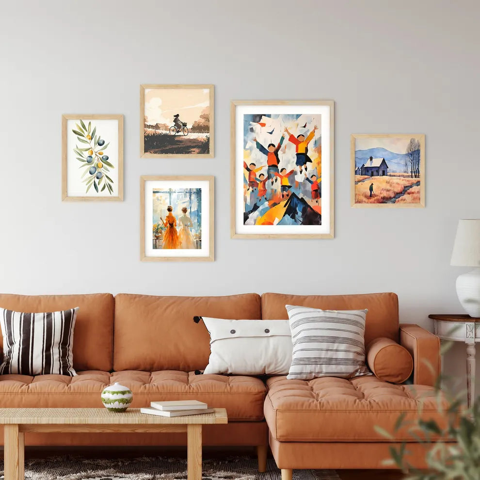 Painting Of People Jumping In The Air Art Pr Framed Print