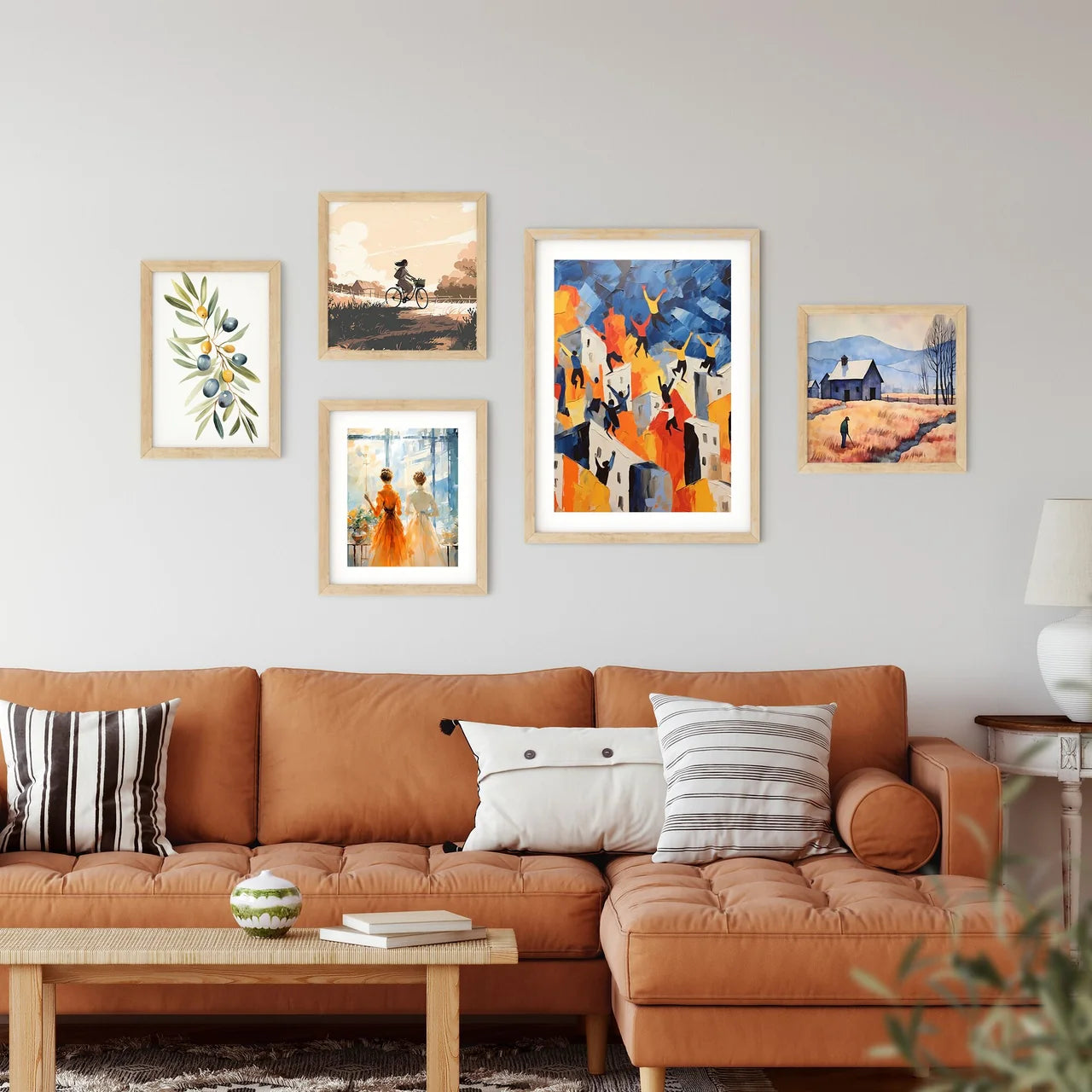 Painting Of People Jumping On A City Art Pri Framed Print