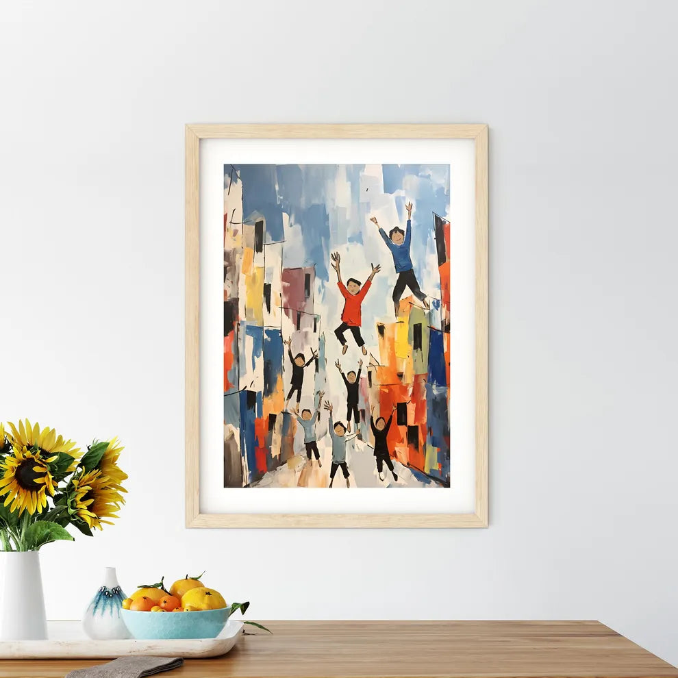 Painting Of People Jumping In The Air Art Pr - Kitchen Hangings