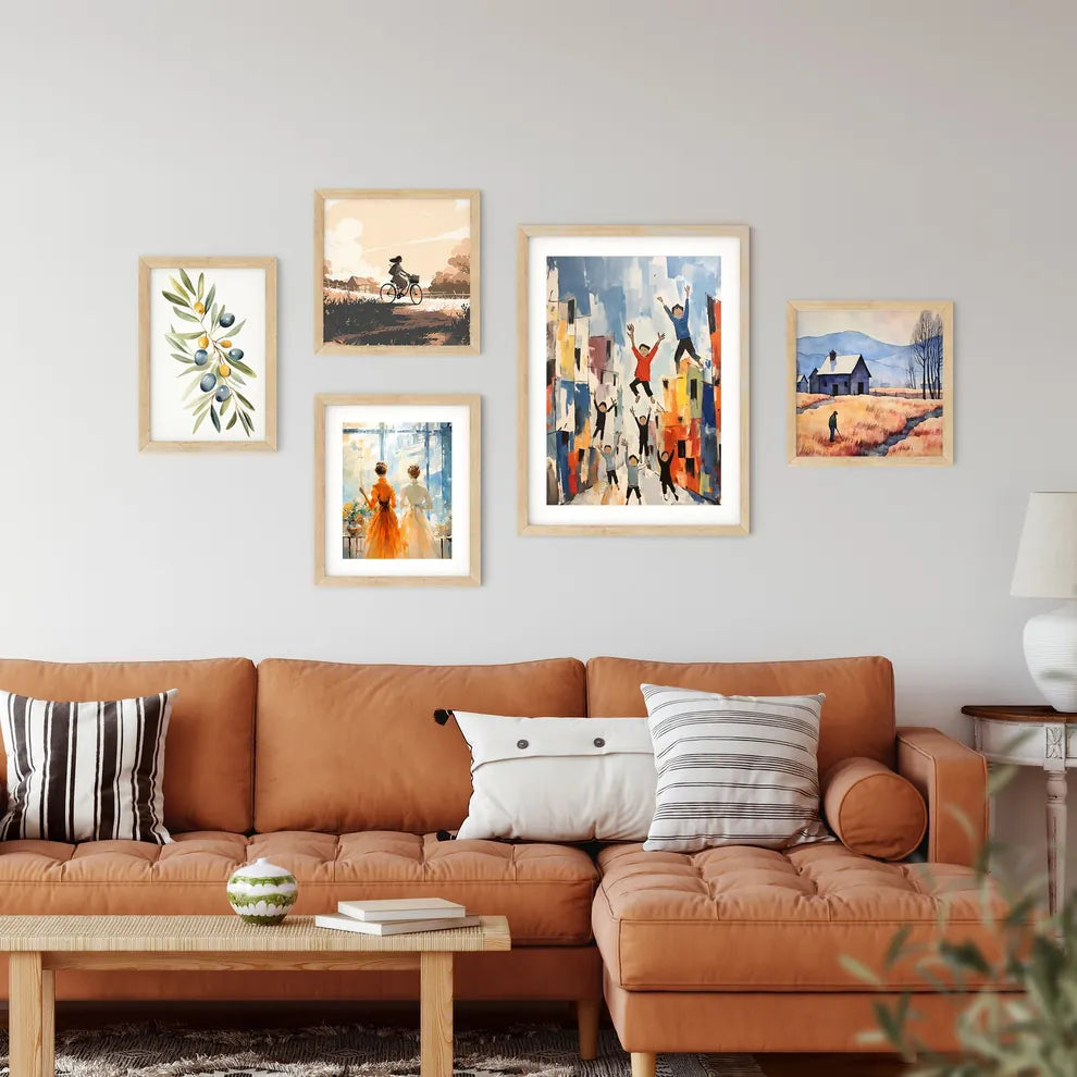 Painting Of People Jumping In The Air Art Pr Framed Print