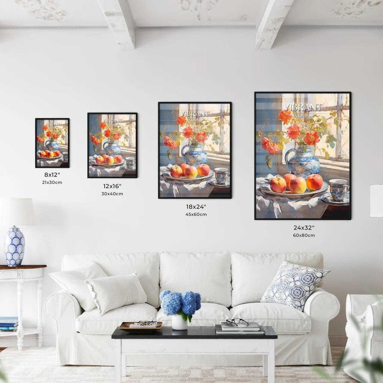 Painting Of A Vase Of Flowers And Apples On  - Kitchen Hangings