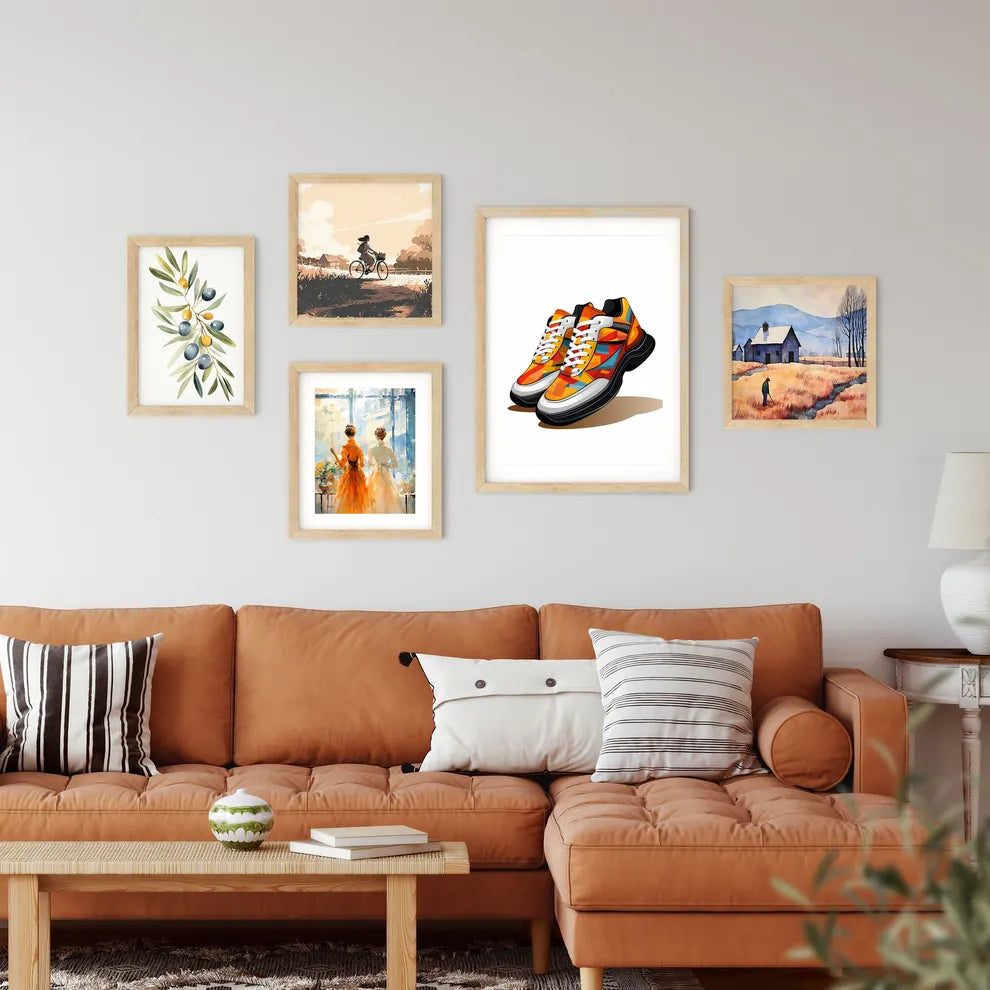 Pair Of Colorful Shoes Art Prin Framed Print