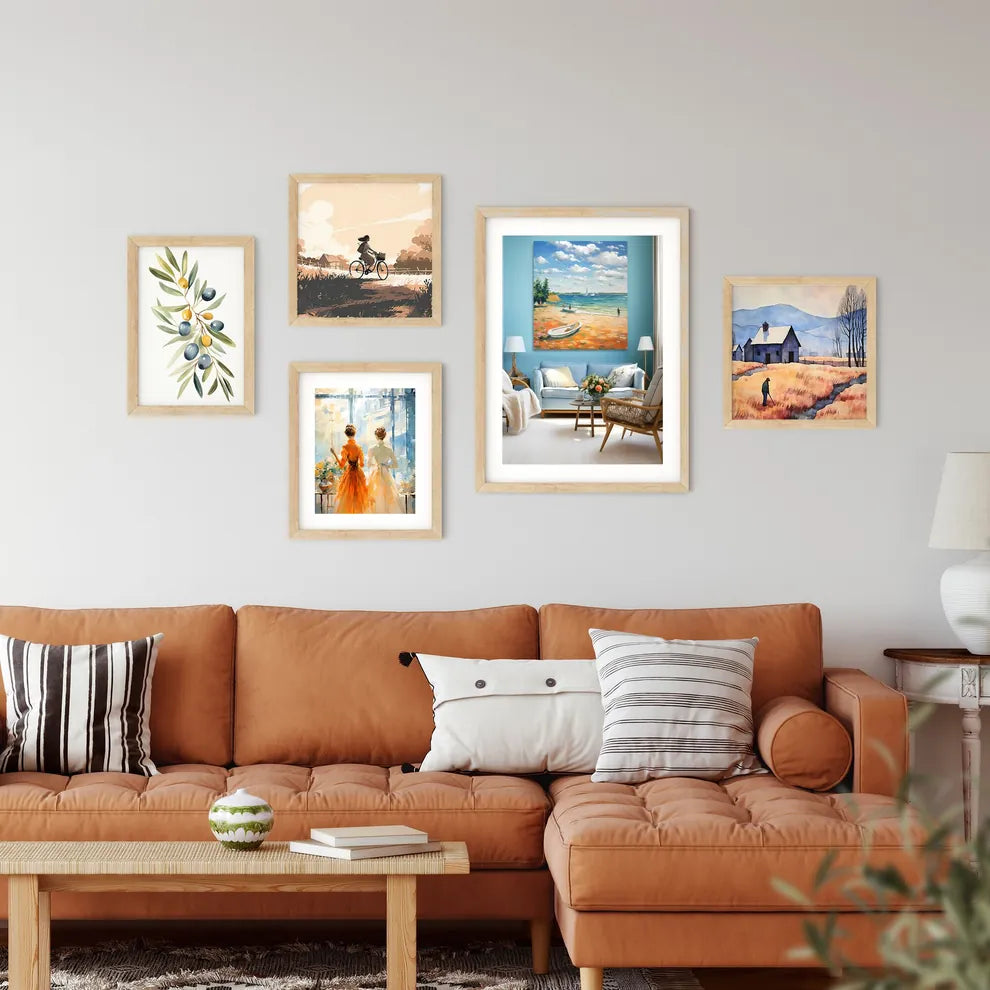 Painting On A Wall Above A Couch Art Prin Framed Print