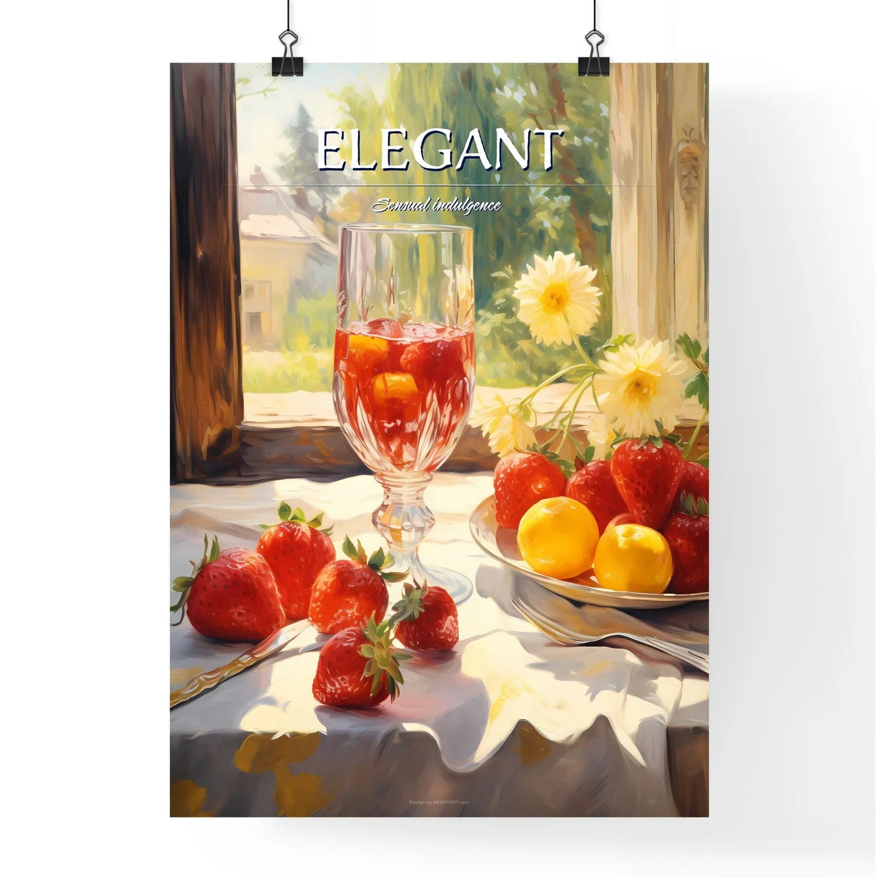 Glass Of Wine Next To A Plate Of Fruit Art P Poster