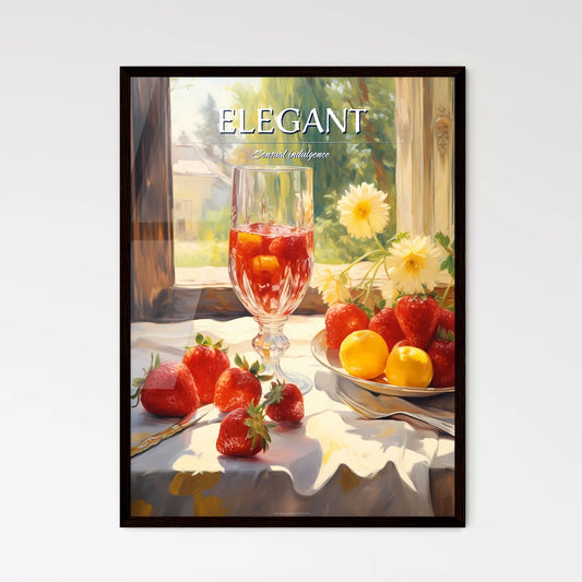 Glass Of Wine Next To A Plate Of Fruit Art P - Framed Art Print