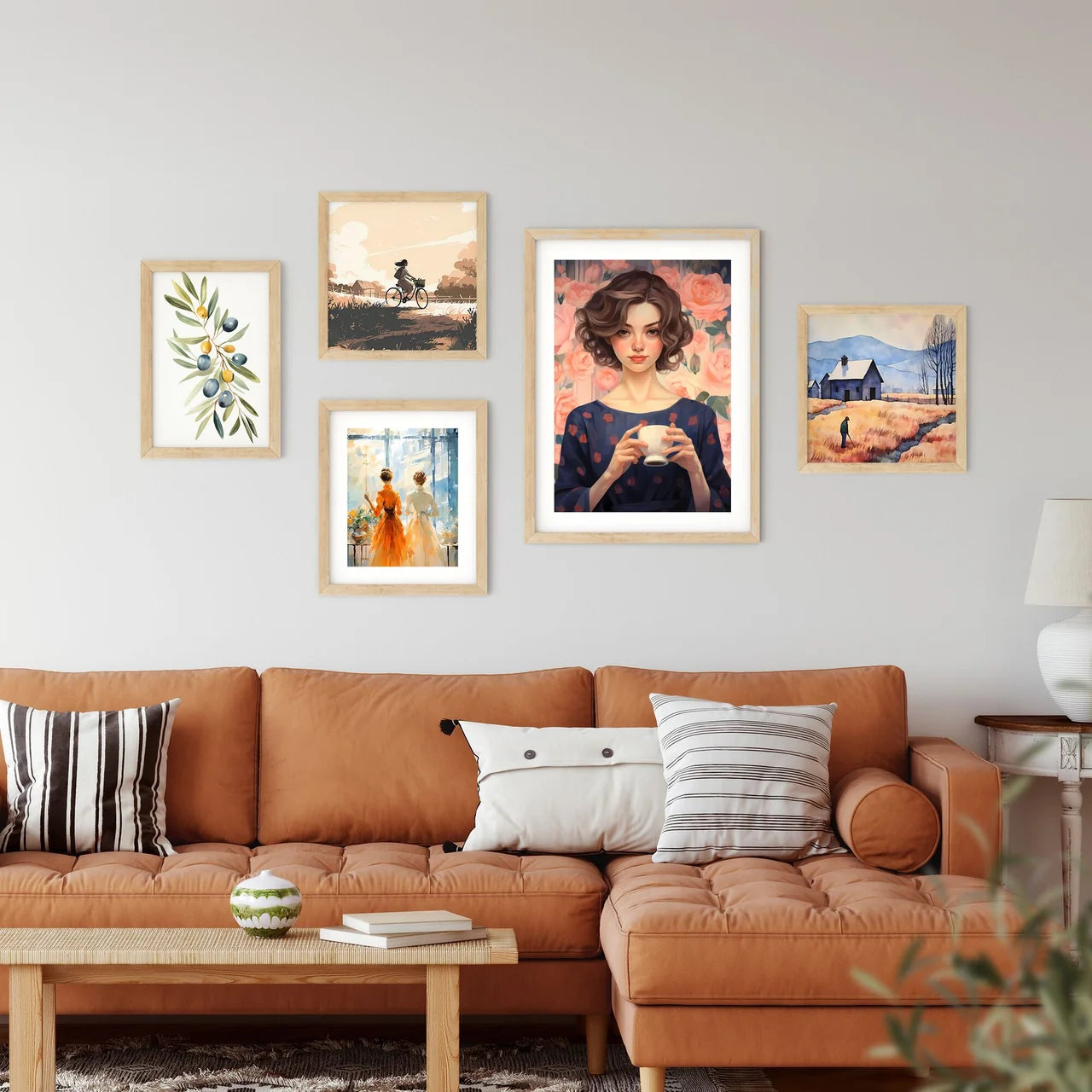 Woman Holding A Cup Art Prin Framed Print