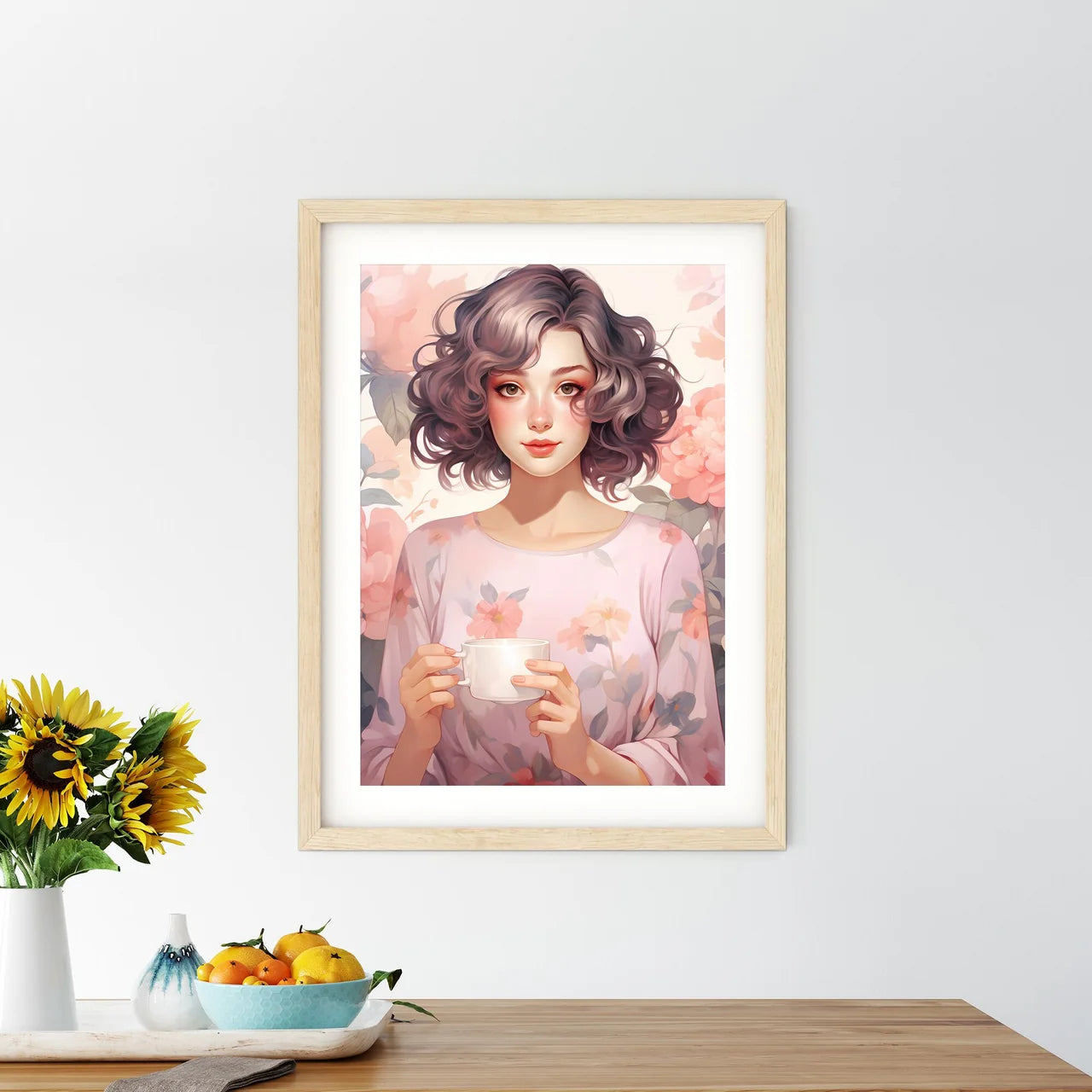 Woman Holding A Cup Art Prin - Kitchen Hangings
