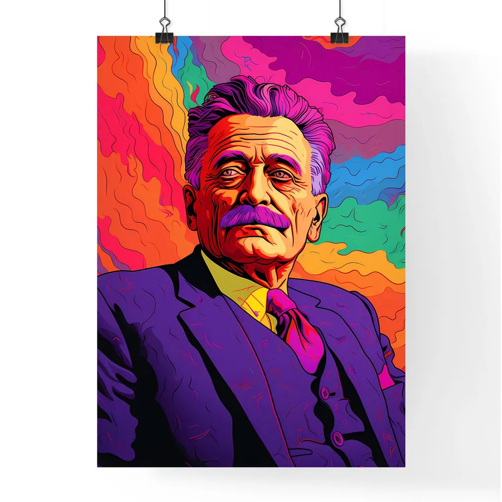 Man With A Mustache And Purple Suit Art Prin Poster