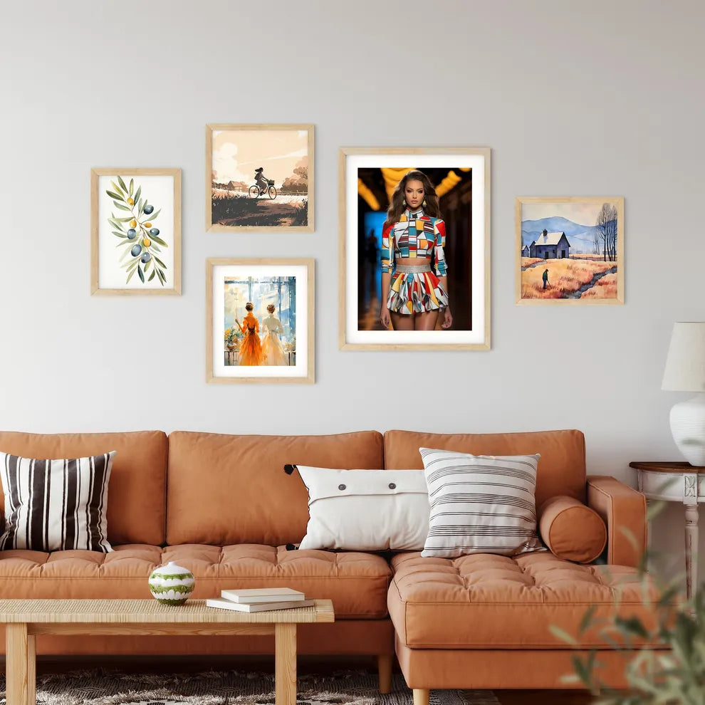 Woman In A Colorful Outfit Art Prin Framed Print