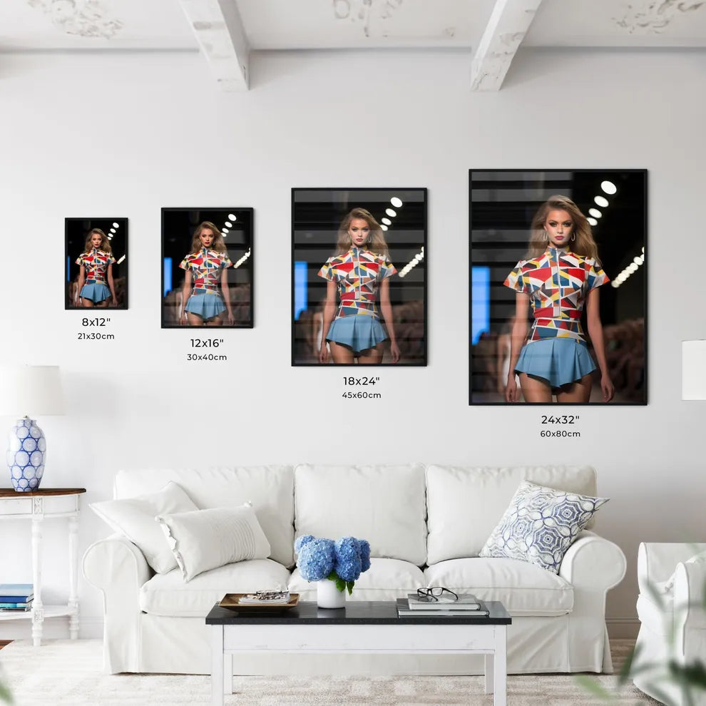 Woman Walking Down A Runway Art Prin Wall Art