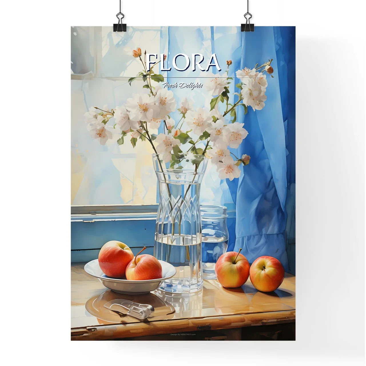 Vase Of Flowers And Apples On A Table Art Pr Poster