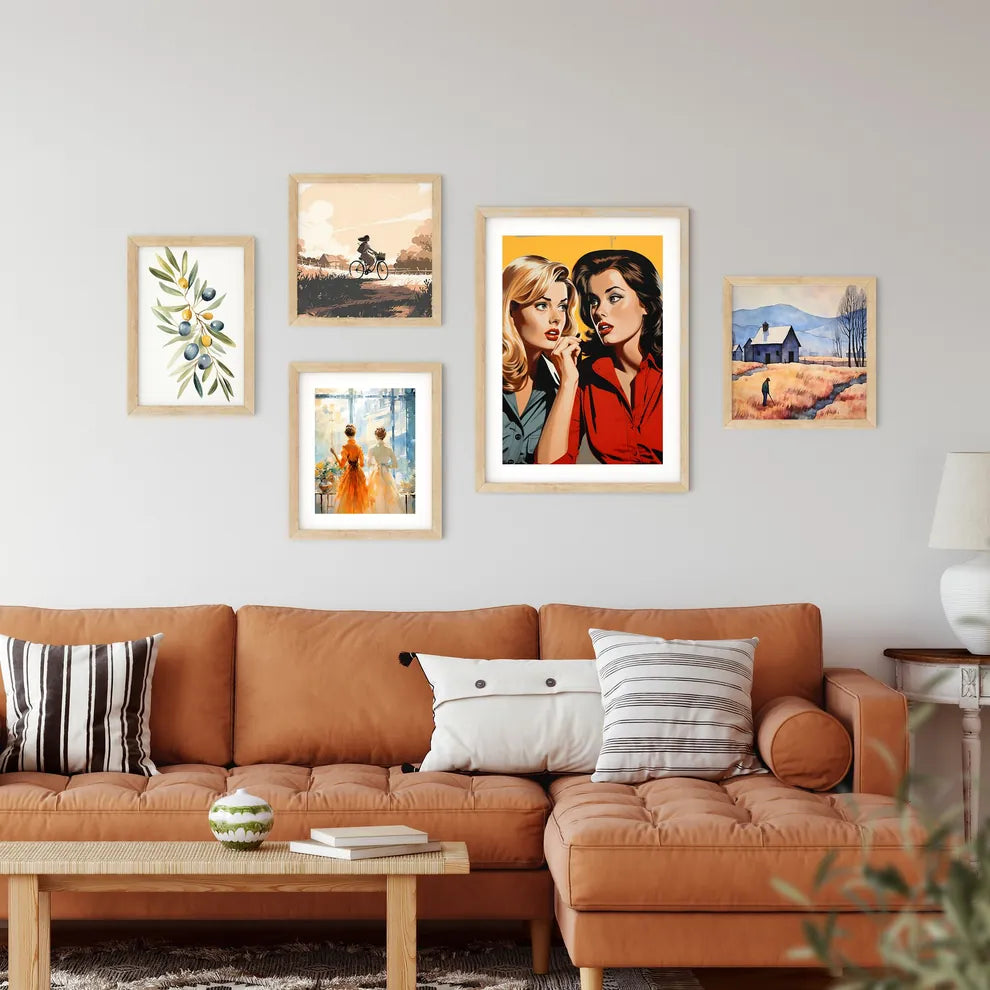 Couple Of Women Looking At Each Other Art Pr Framed Print