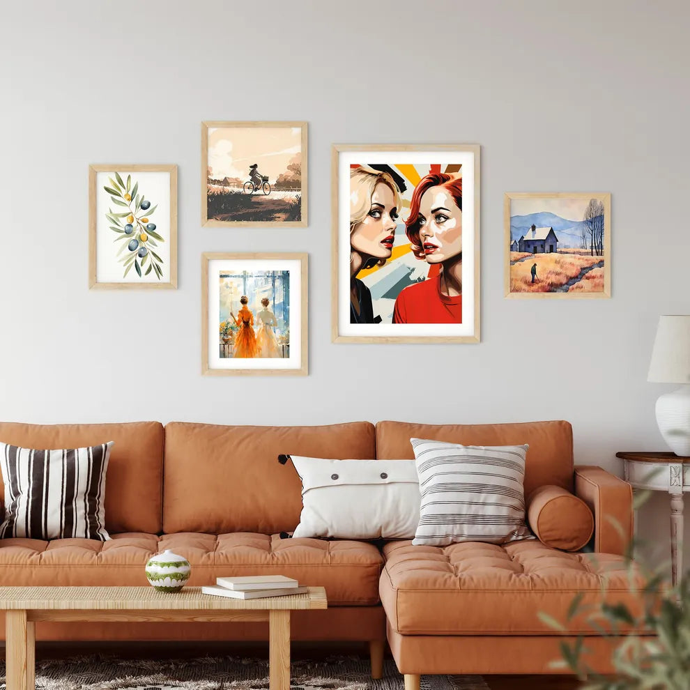 Woman Looking At Another Woman Art Prin Framed Print