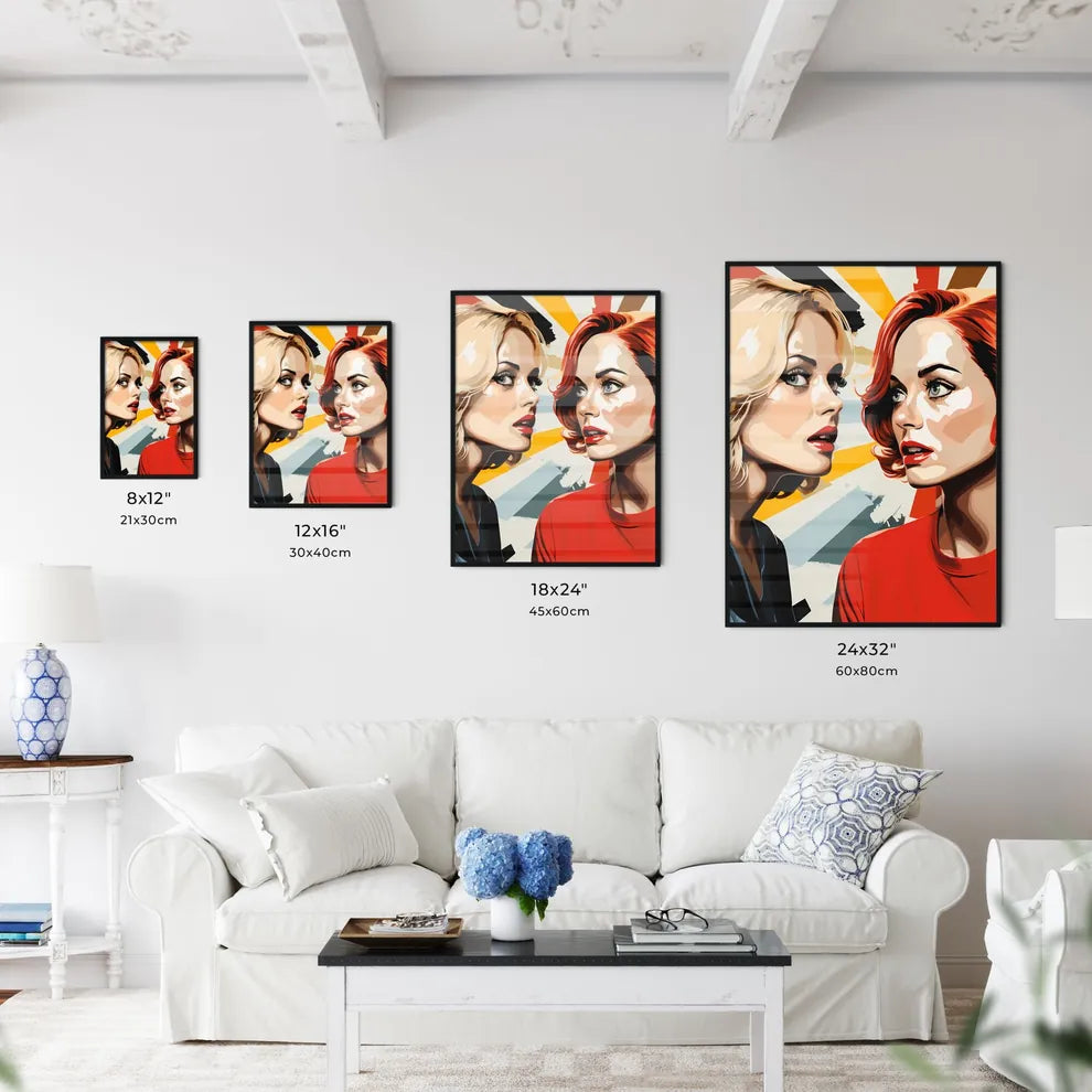 Woman Looking At Another Woman Art Prin Wall Art