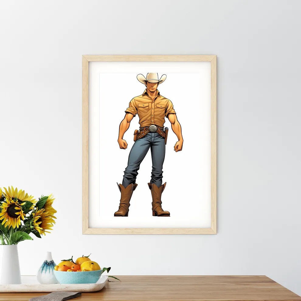 Cartoon Of A Cowboy Art Prin - Kitchen Hangings