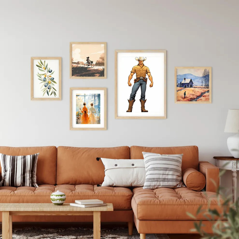 Cartoon Of A Cowboy Art Prin Framed Print