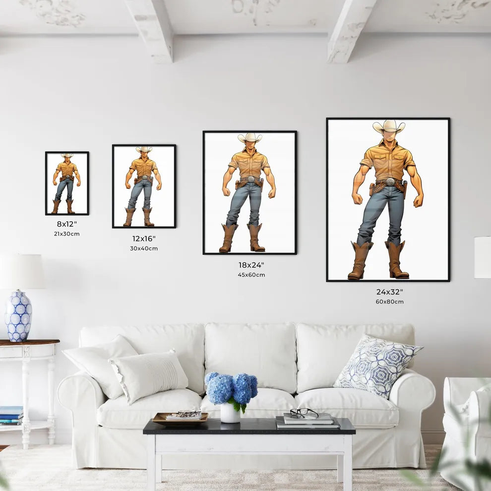 Cartoon Of A Cowboy Art Prin Wall Art