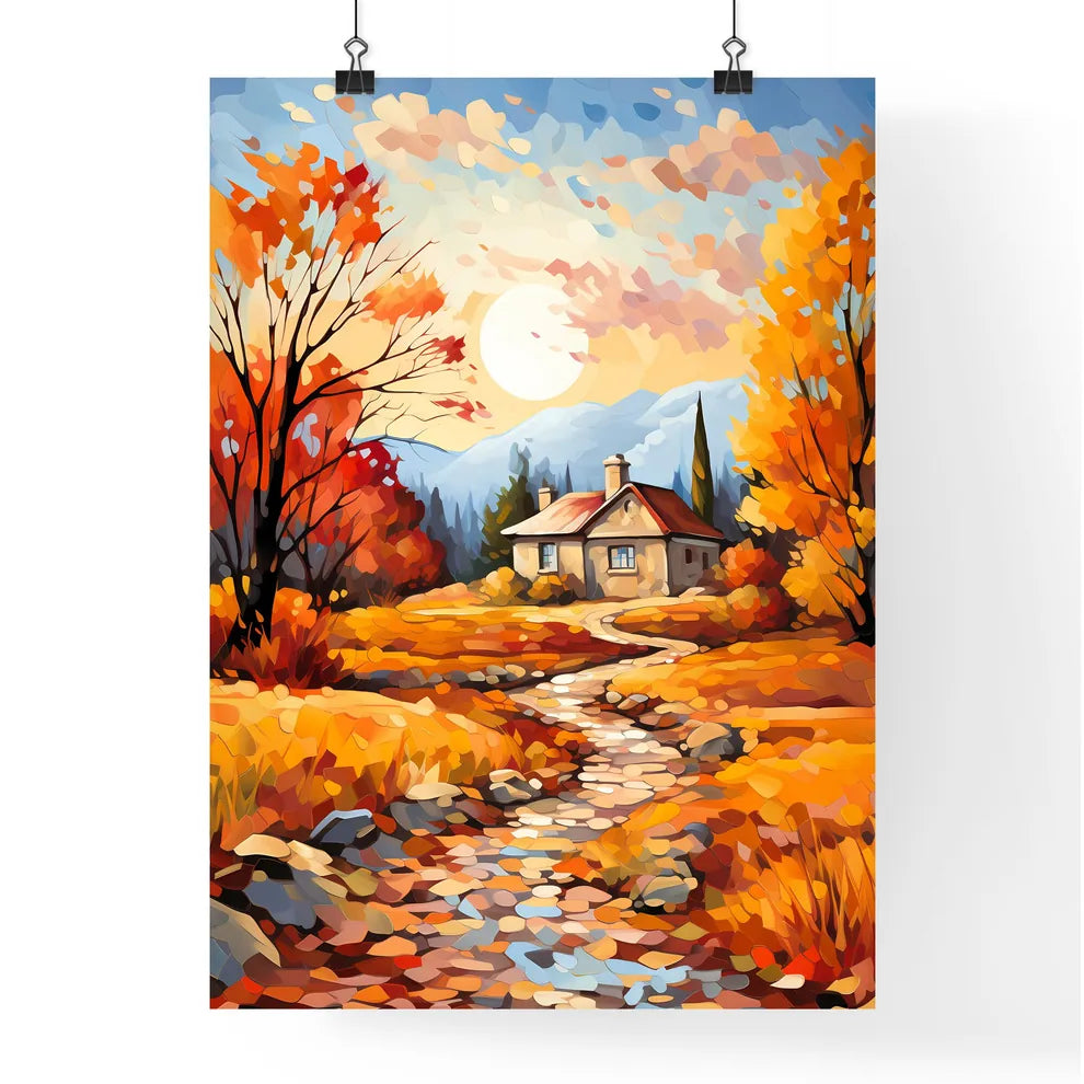 Painting Of A House In A Forest Art Print Poster