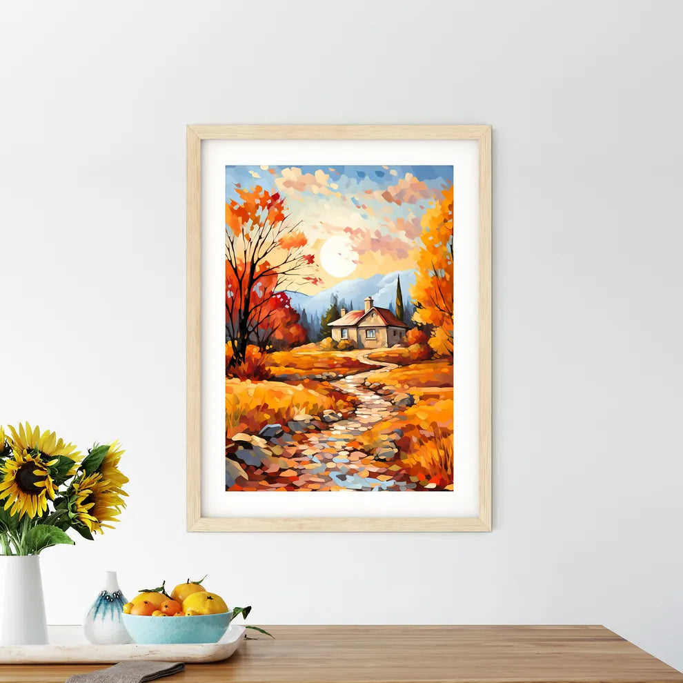 Painting Of A House In A Forest Art Print Size Chart