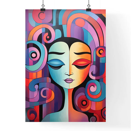Painting Of A Woman With Colorful Swirls Art Poster
