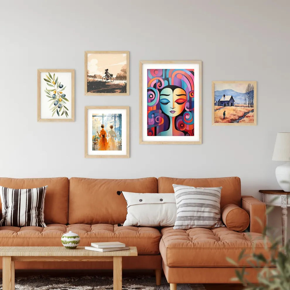 Painting Of A Woman With Colorful Swirls Art Framed Print