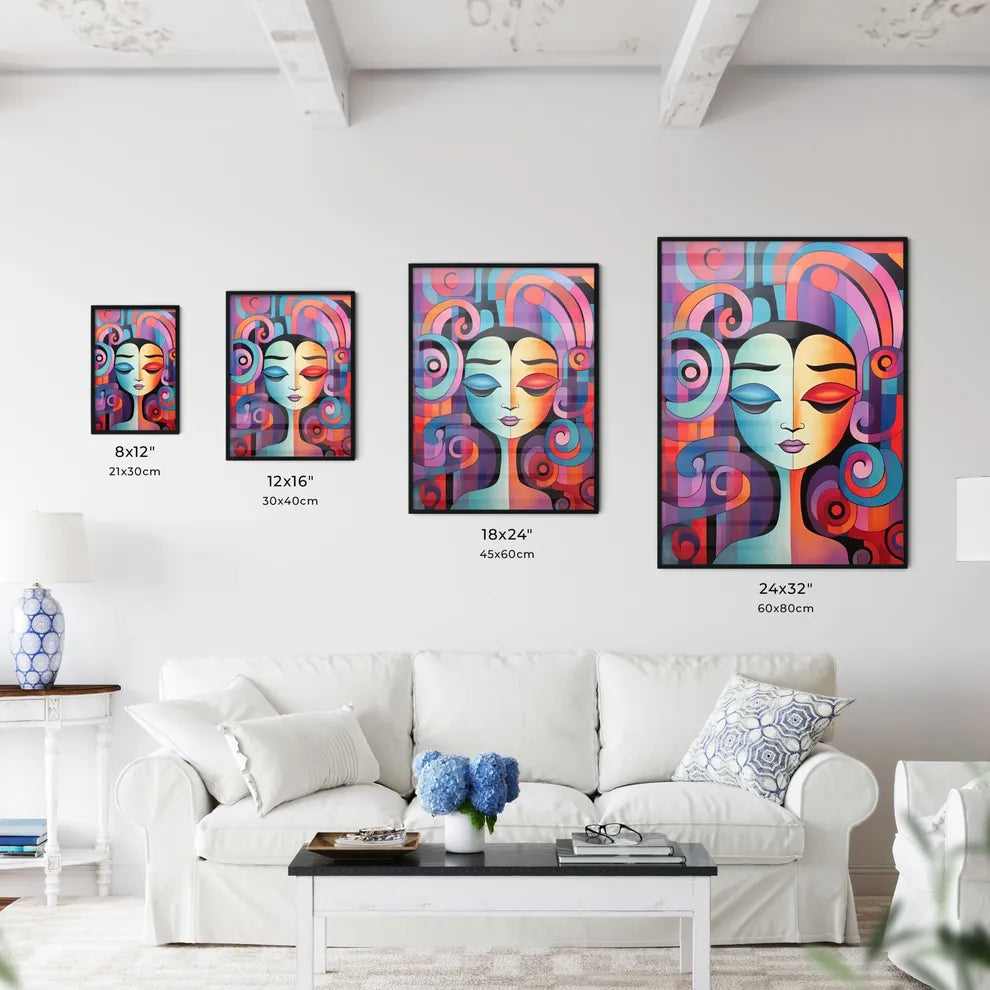 Painting Of A Woman With Colorful Swirls Art Wall Art