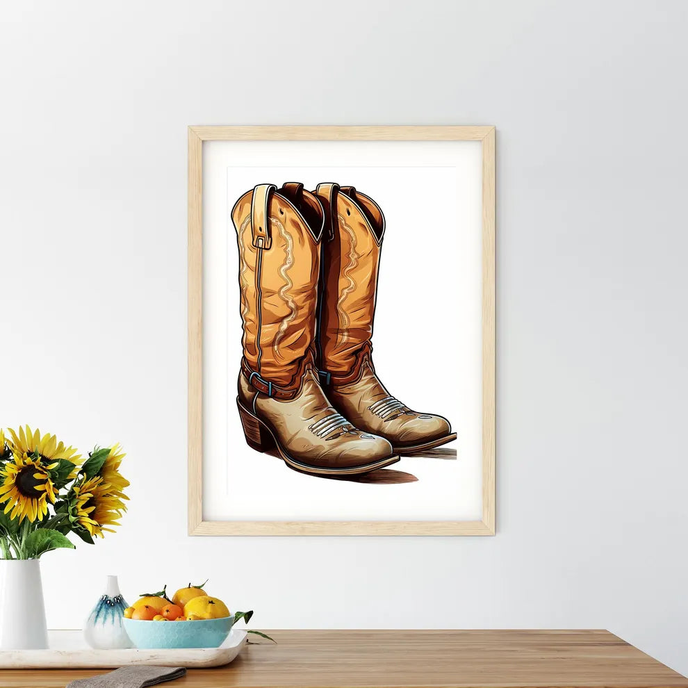 Pair Of Cowboy Boots Art Prin - Kitchen Hangings