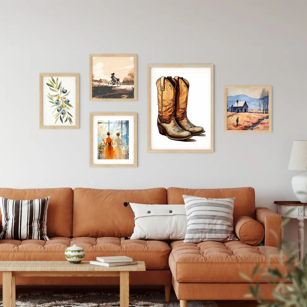 Pair Of Cowboy Boots Art Prin Framed Print
