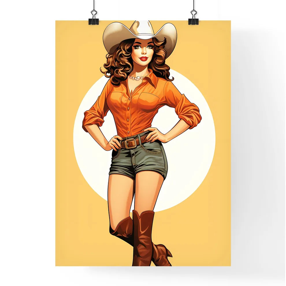 Woman In A Cowboy Hat Art Prin Poster