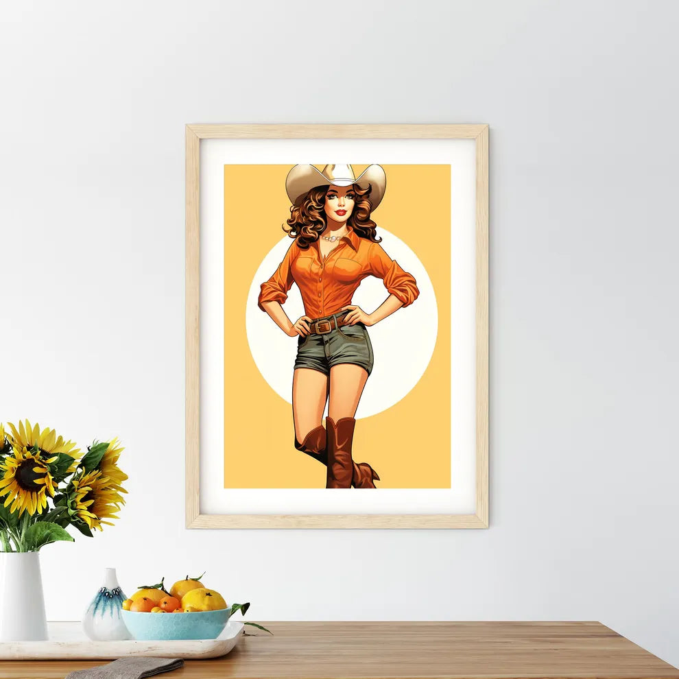 Woman In A Cowboy Hat Art Prin - Kitchen Hangings