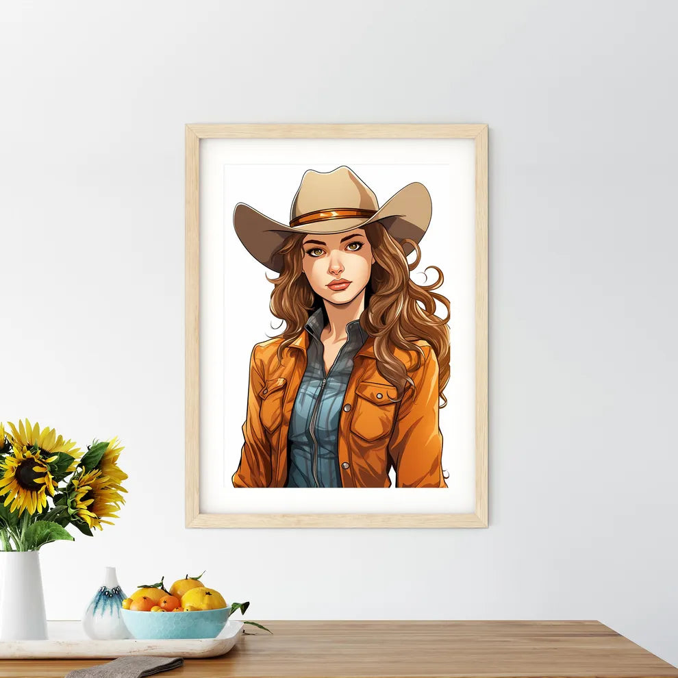 Woman Wearing A Cowboy Hat Art Prin - Kitchen Hangings