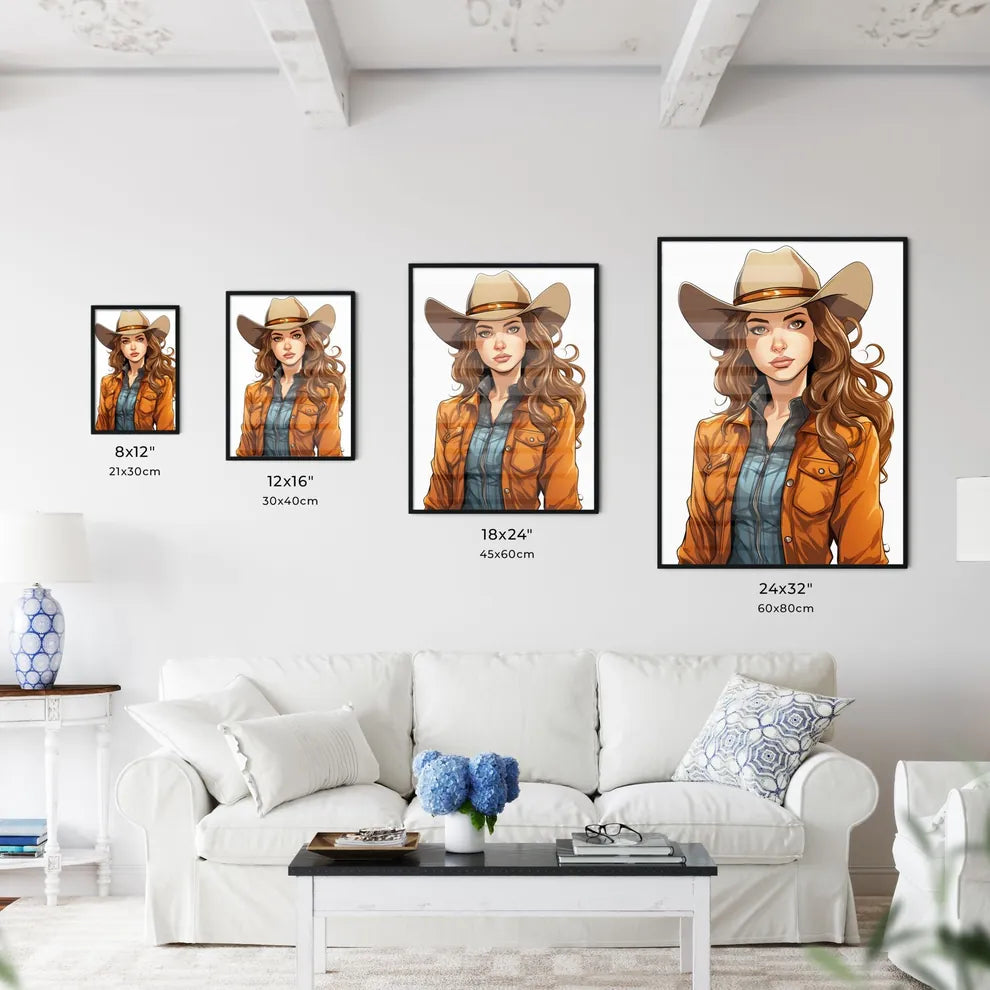 Woman Wearing A Cowboy Hat Art Prin Wall Art