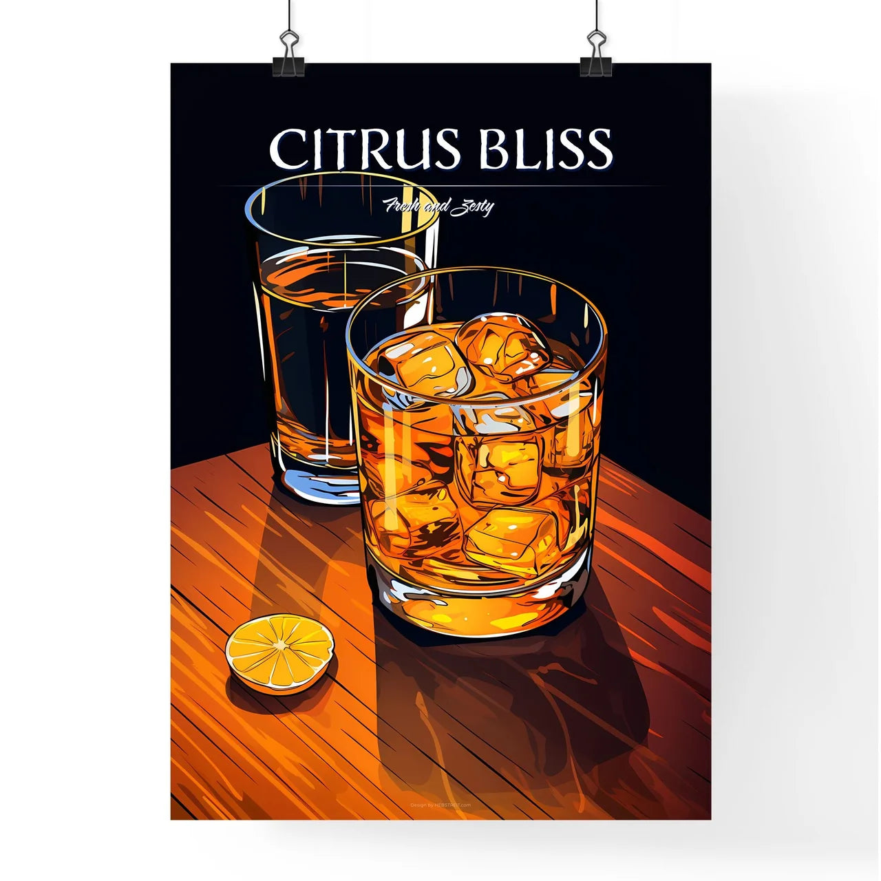 Two Glasses Of Liquid And A Slice Of Lemon A Poster