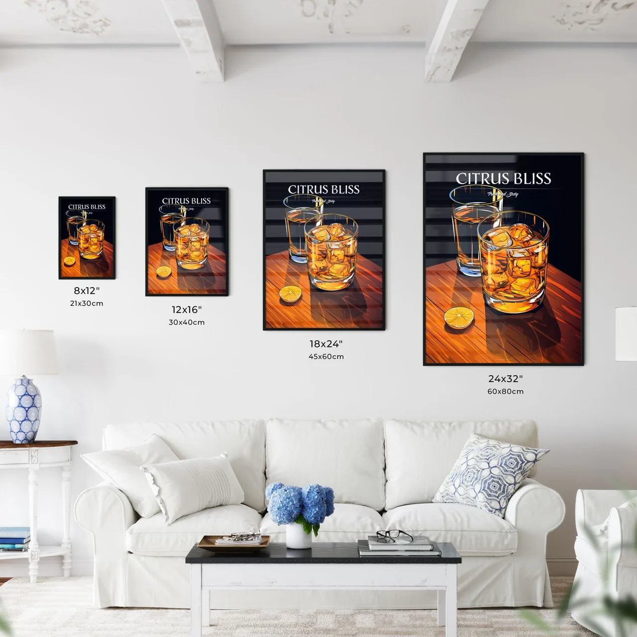 Two Glasses Of Liquid And A Slice Of Lemon A - Kitchen Hangings