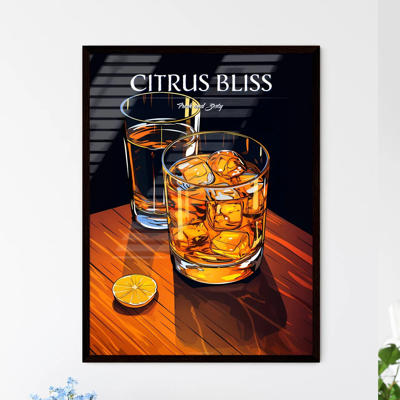 Two Glasses Of Liquid And A Slice Of Lemon A - Framed Art Print