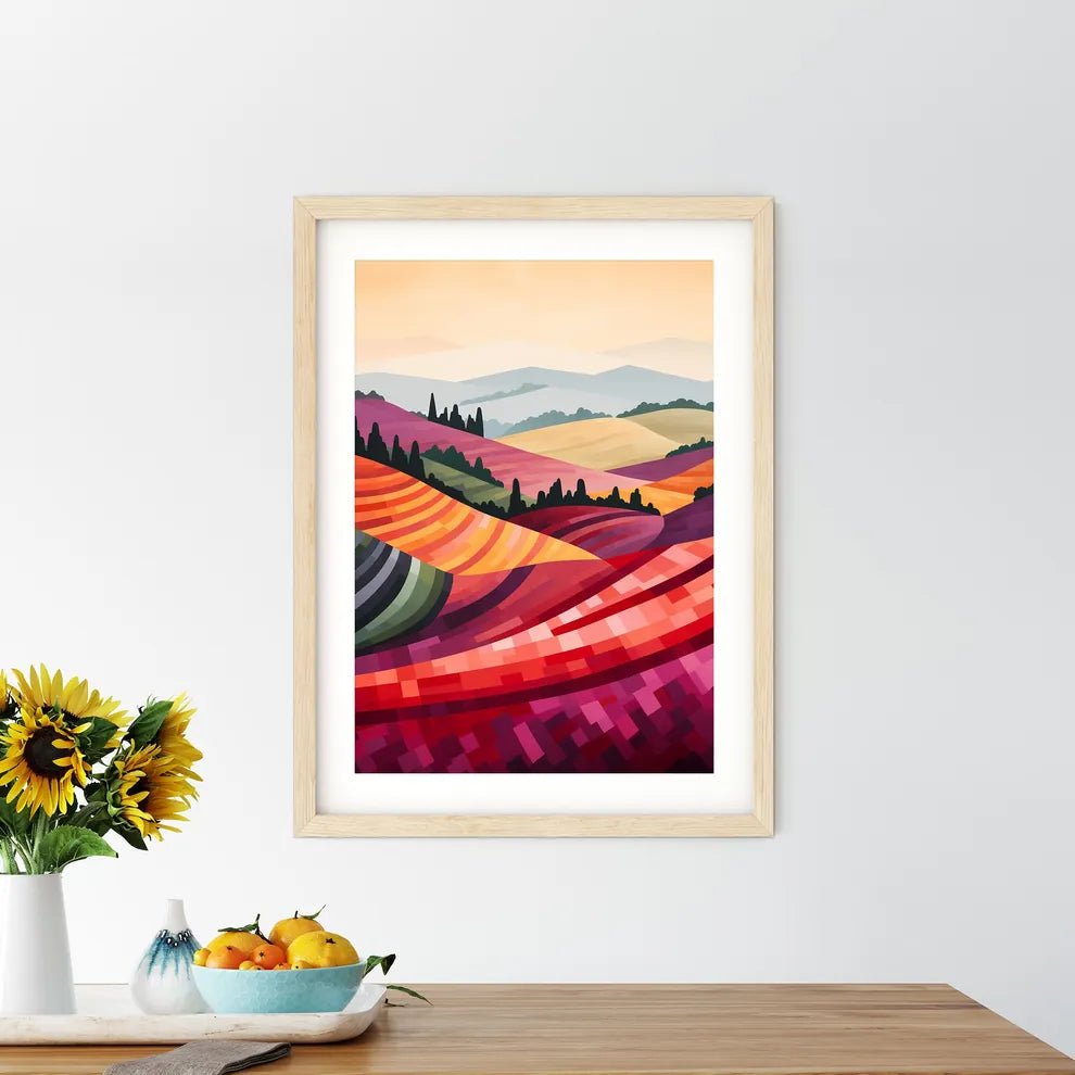 Colorful Landscape With Trees And Hills Art  - Kitchen Hangings