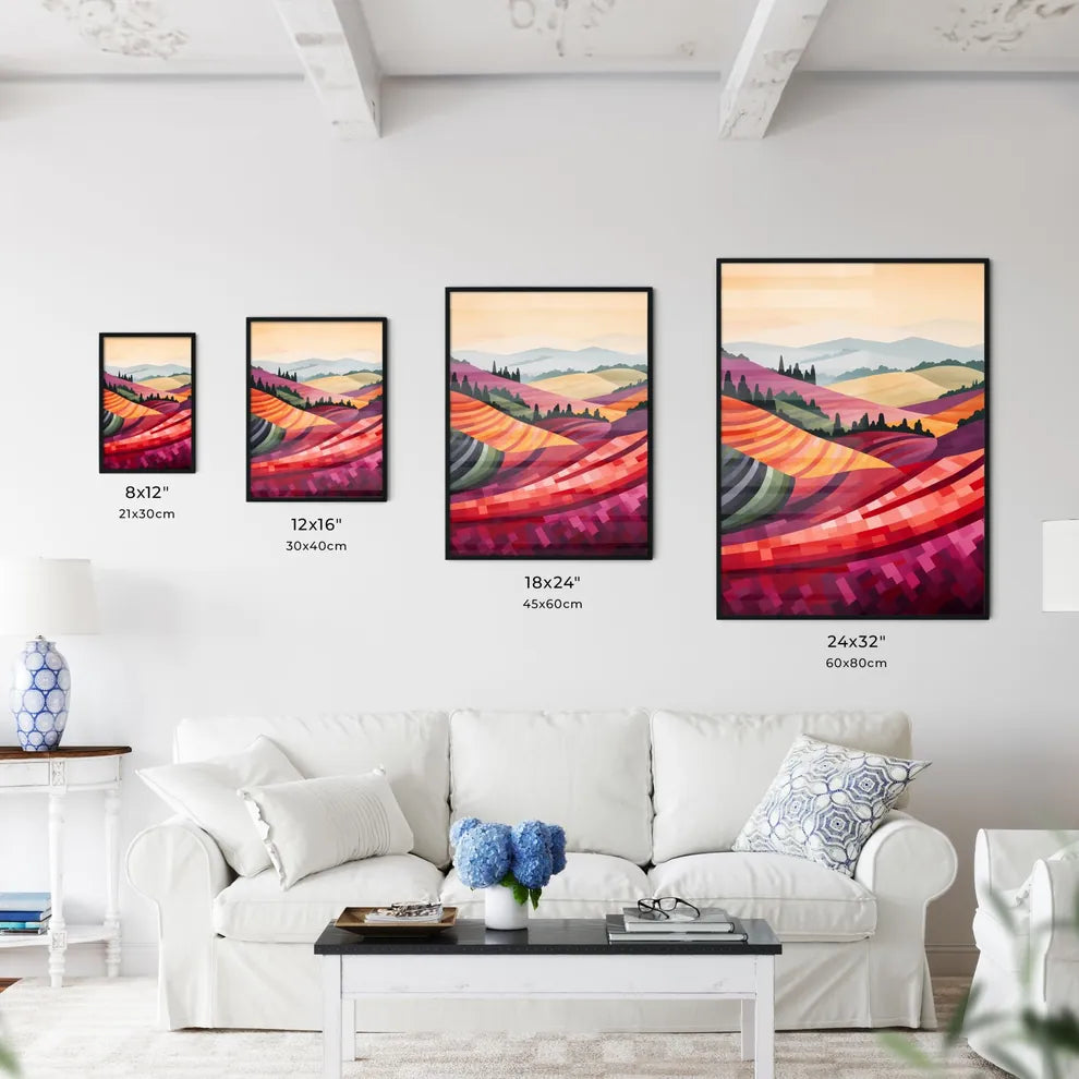 Colorful Landscape With Trees And Hills Art  Wall Art