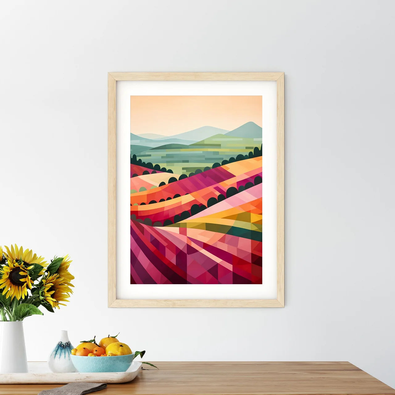 Colorful Landscape With Hills And Hills Art  - Kitchen Hangings