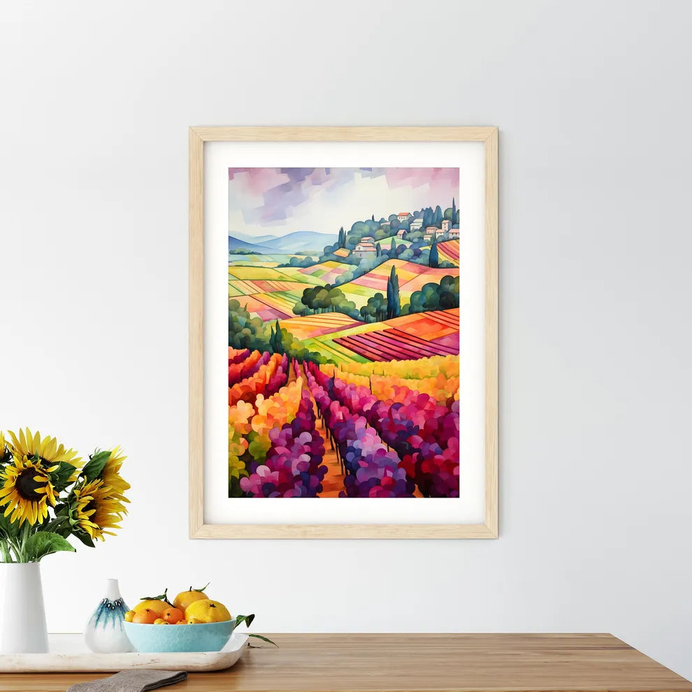 Painting Of A Landscape With Colorful Fields - Kitchen Hangings