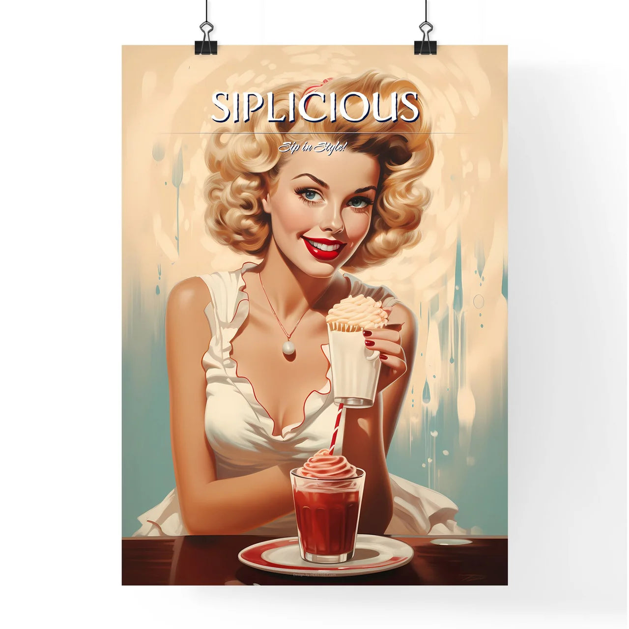 A Woman Holding A Drink And A Cup Of Milksha Poster