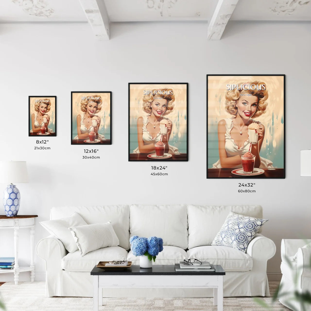 A Woman Holding A Drink And A Cup Of Milksha - Kitchen Hangings