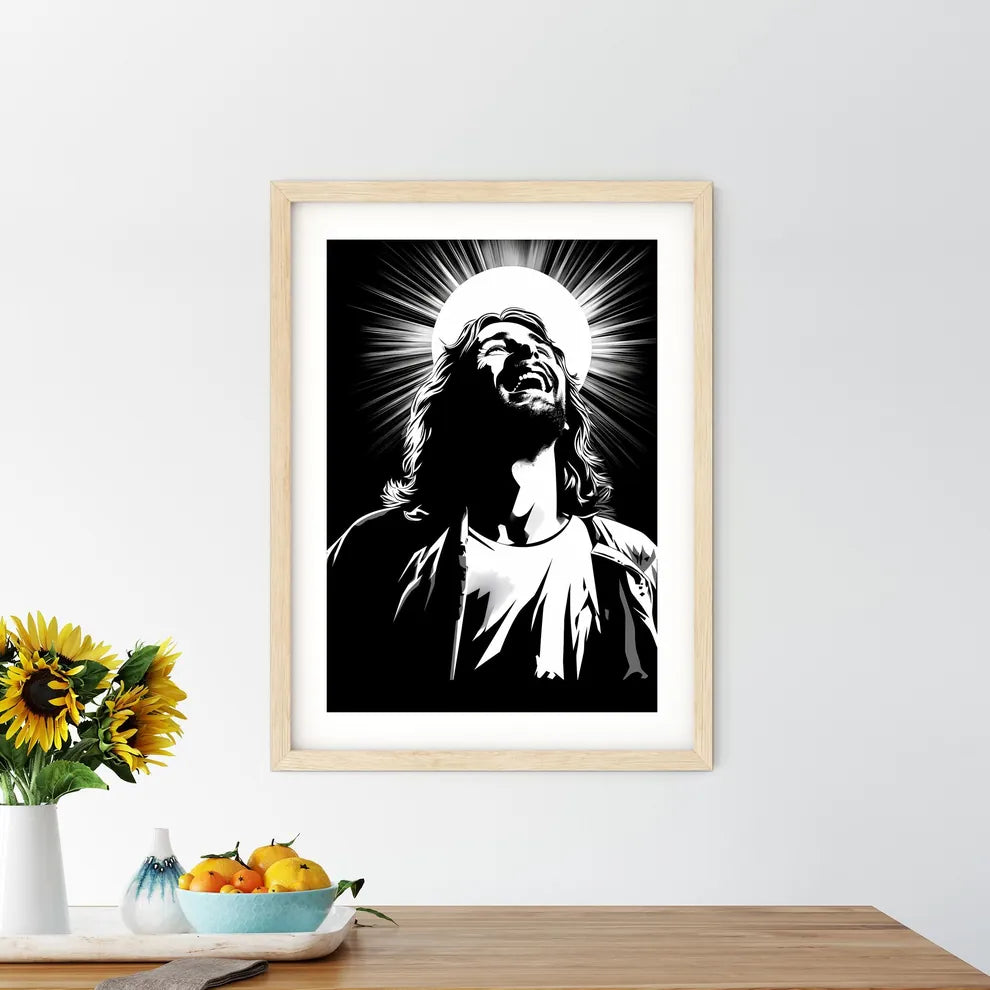 A Man With Long Hair Laughing With The Andy  - Kitchen Hangings