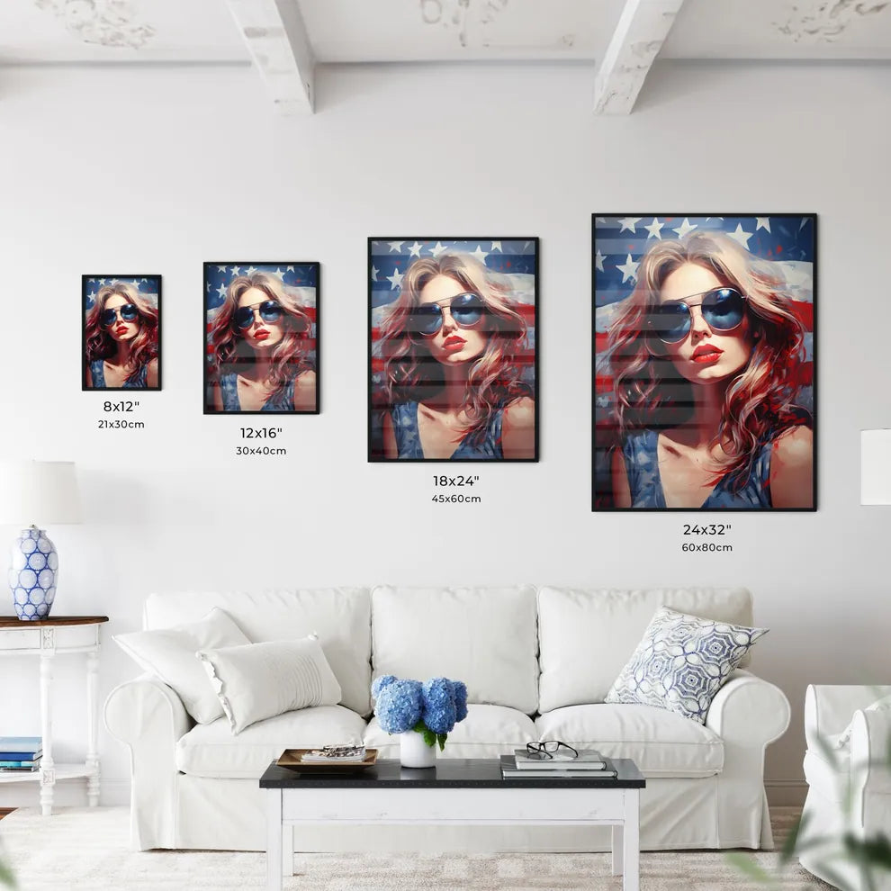 A Woman Wearing Sunglasses And Red Lips Art  Wall Art