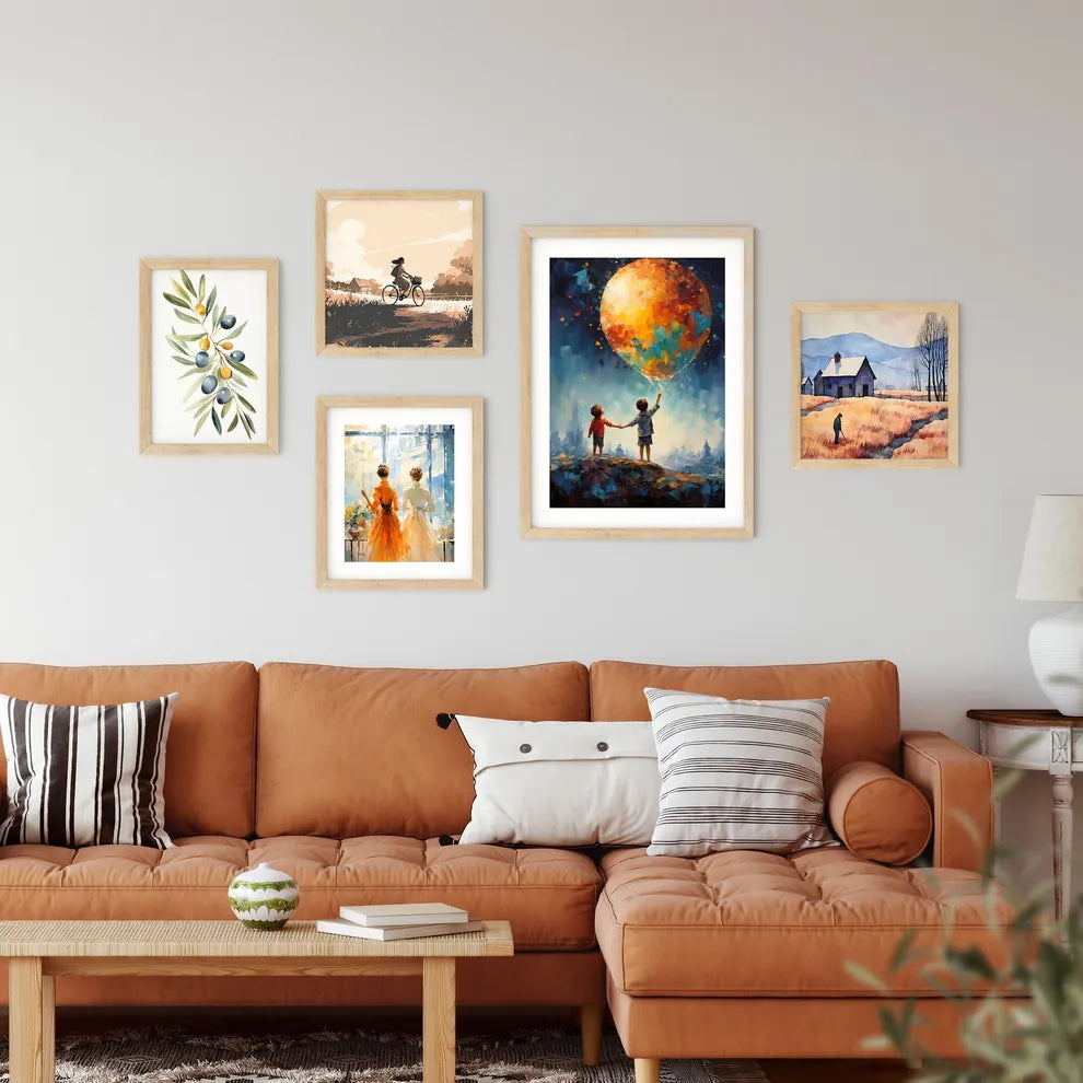 Two Children Holding Hands And Holding A Bal Framed Print