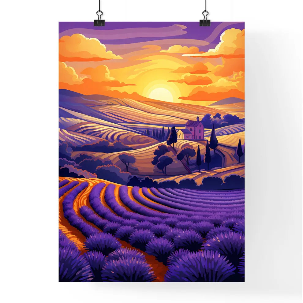A Landscape Of A Field Of Lavender Art Prin Poster