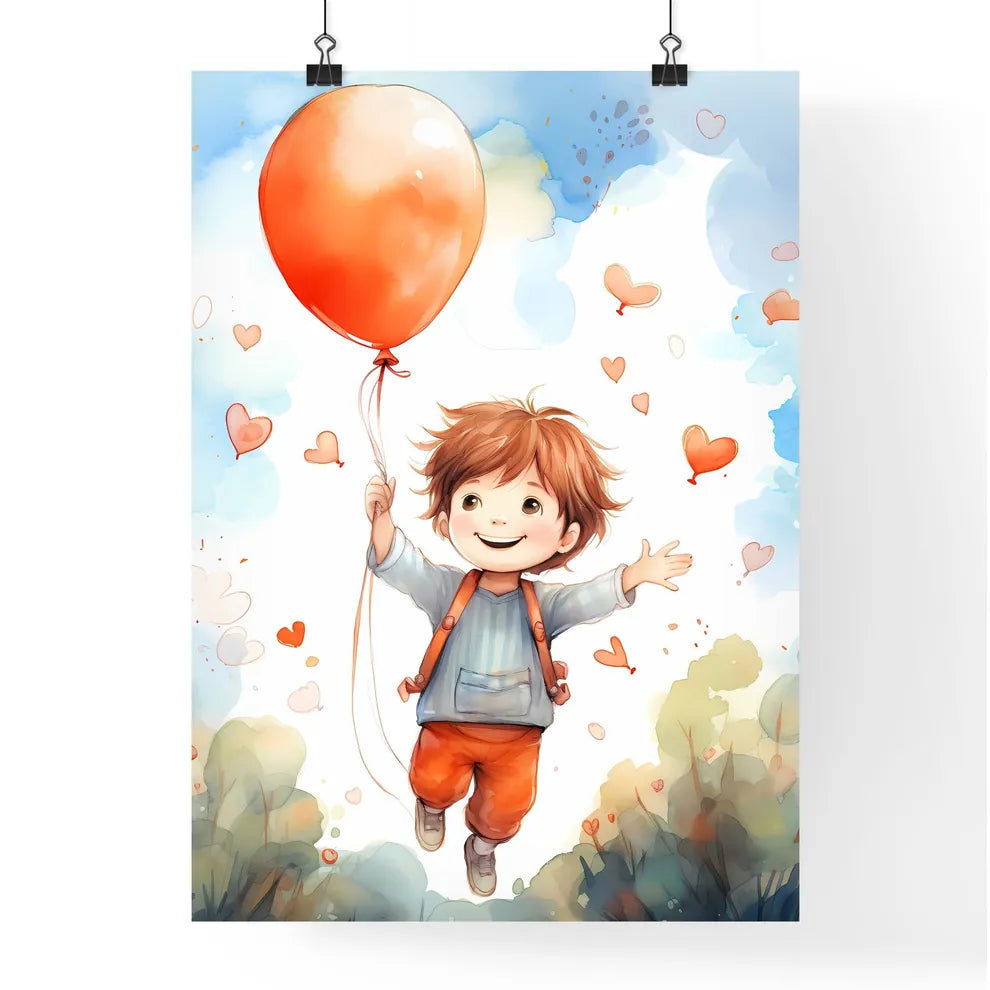 A Child Holding A Balloon Art Prin Poster