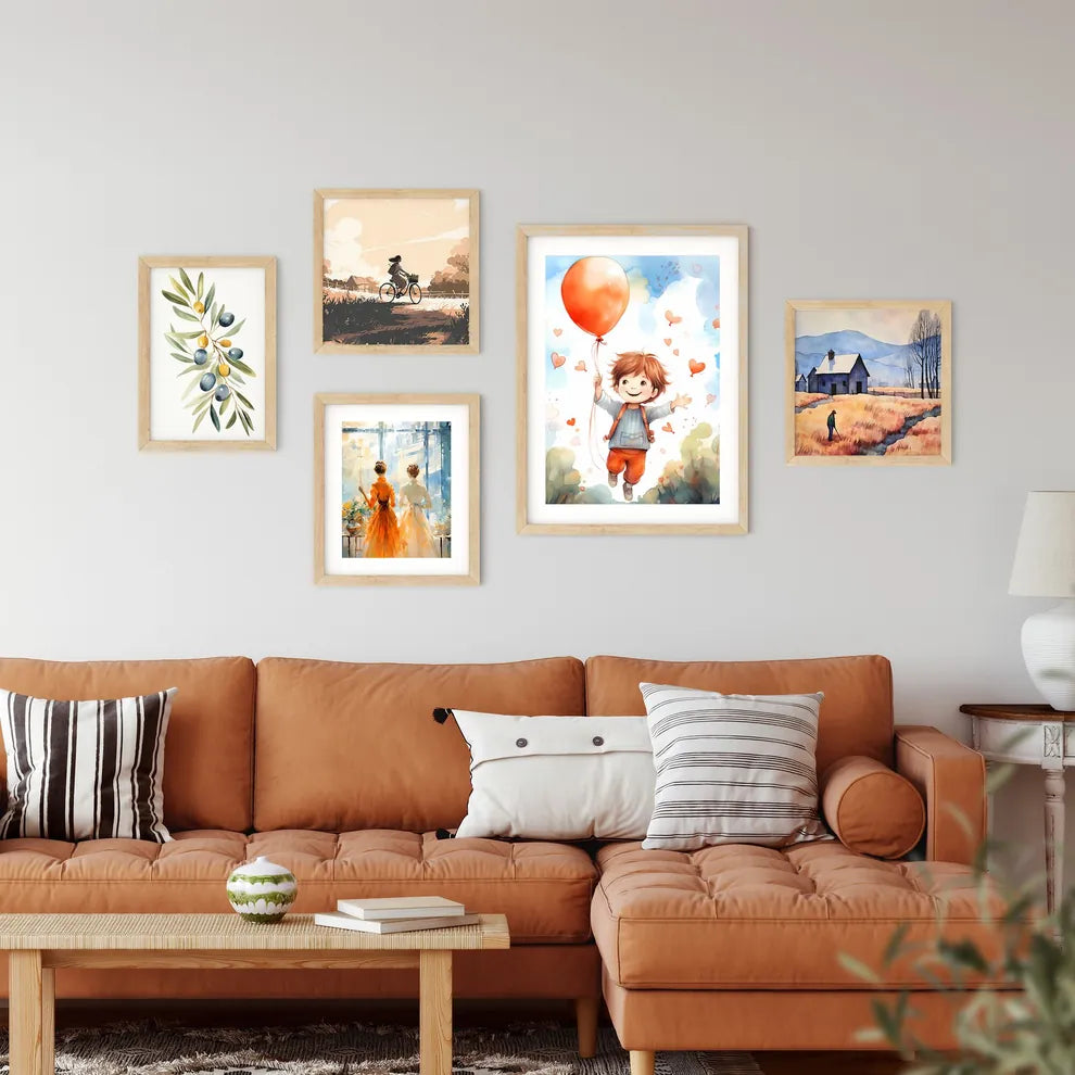 A Child Holding A Balloon Art Prin Framed Print