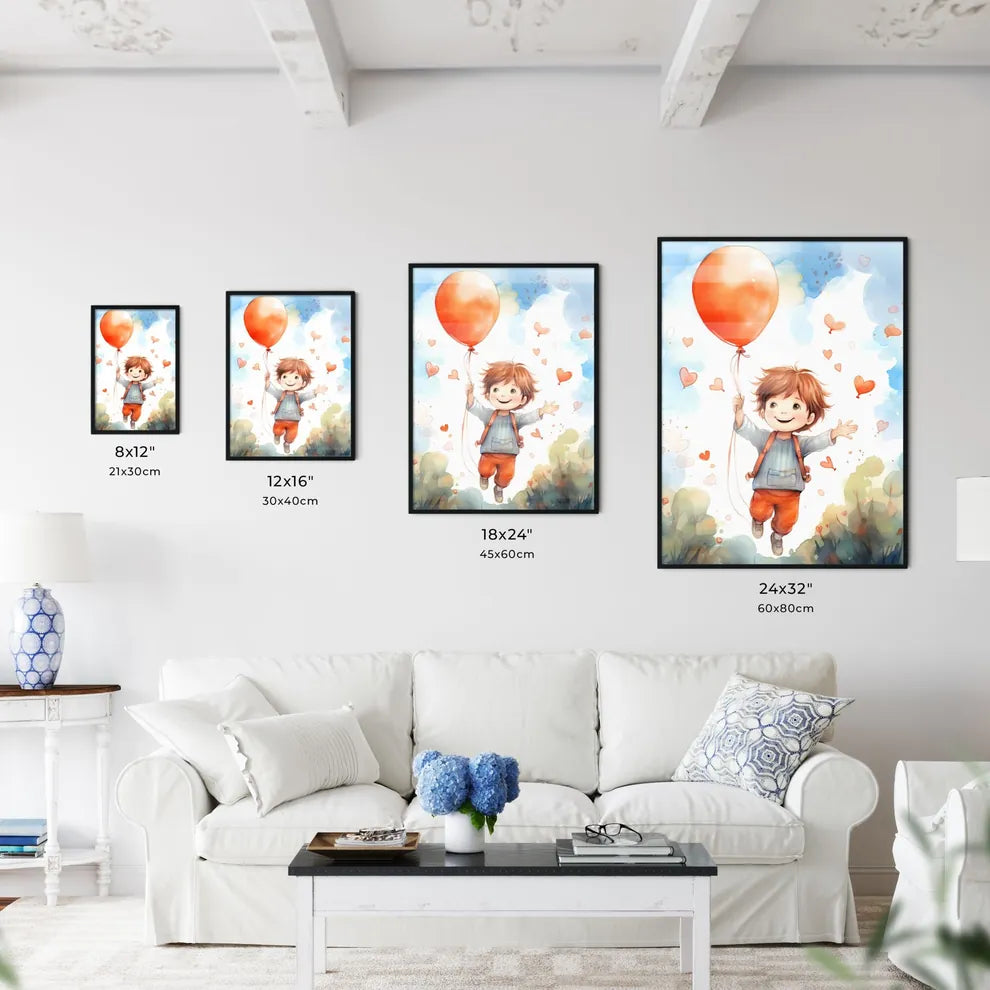 A Child Holding A Balloon Art Prin Wall Art
