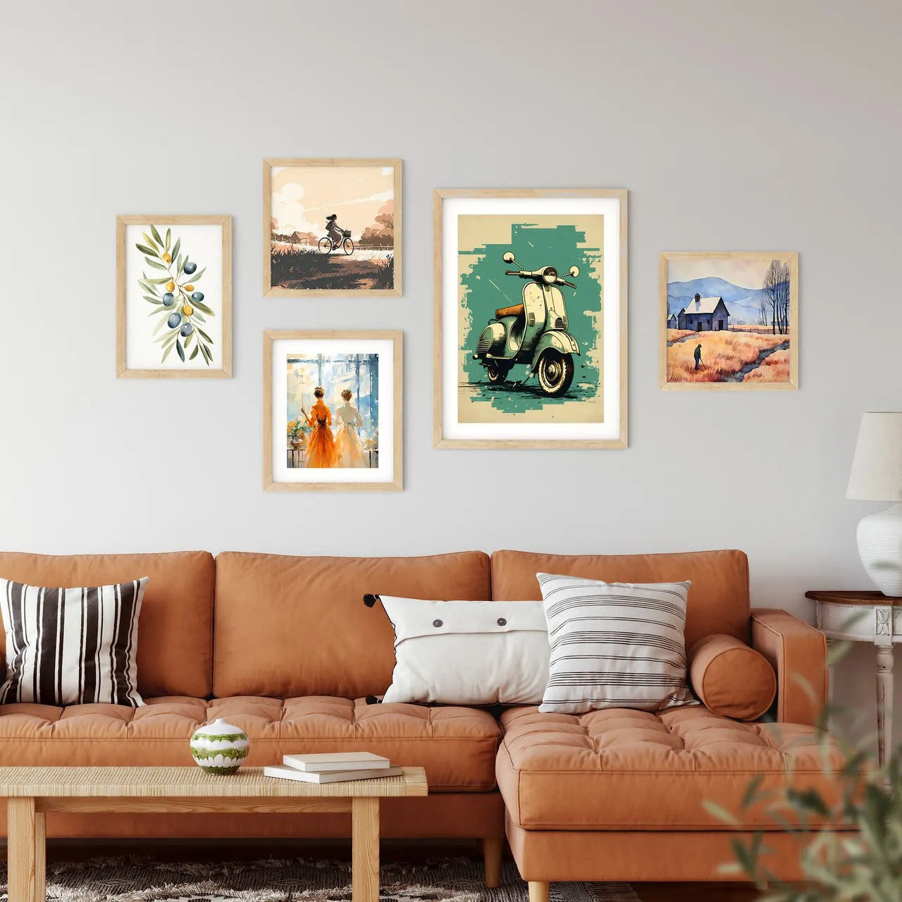 A Drawing Of A Scooter Art Prin Framed Print