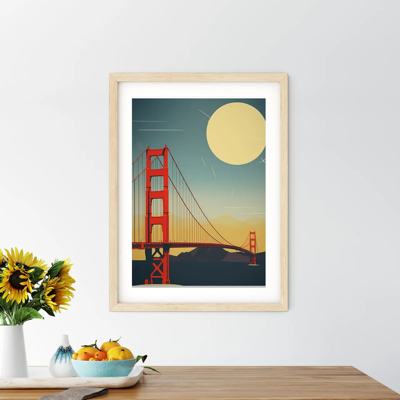 A Red Bridge Over Water Art Prin - Kitchen Hangings